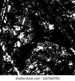 Grunge black and white abstract background. Vintage old surface in scratches, chips, cracks. Pattern for printing dirt, stains, scuffs. Texture monochrome dark