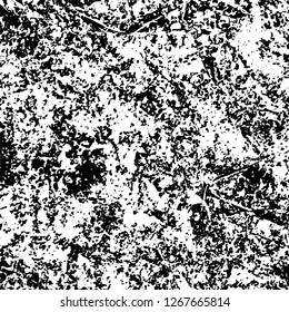 Grunge black and white abstract background. Vintage old surface in scratches, chips, cracks. Pattern for printing dirt, stains, scuffs. Texture monochrome dark