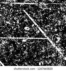 Grunge black and white abstract background. Vintage old surface in scratches, chips, cracks. Pattern for printing dirt, stains, scuffs. Texture monochrome dark