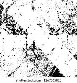 Grunge black and white abstract background. Vintage old surface in scratches, chips, cracks. Pattern for printing dirt, stains, scuffs. Texture monochrome dark
