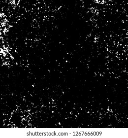 Grunge black and white abstract background. Vintage old surface in scratches, chips, cracks. Pattern for printing dirt, stains, scuffs. Texture monochrome dark