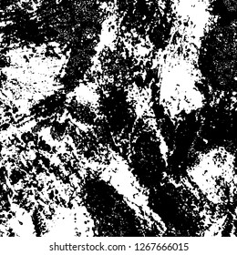 Grunge black and white abstract background. Vintage old surface in scratches, chips, cracks. Pattern for printing dirt, stains, scuffs. Texture monochrome dark