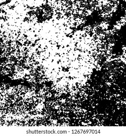 Grunge black and white abstract background. Vintage old surface in scratches, chips, cracks. Pattern for printing dirt, stains, scuffs. Texture monochrome dark