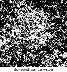 Grunge black and white abstract background. Vintage old surface in scratches, chips, cracks. Pattern for printing dirt, stains, scuffs. Texture monochrome dark