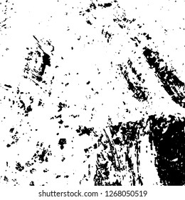 Grunge black and white abstract background. Vintage old surface in scratches, chips, cracks. Pattern for printing dirt, stains, scuffs. Texture monochrome dark