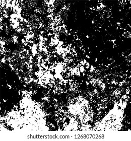Grunge black and white abstract background. Vintage old surface in scratches, chips, cracks. Pattern for printing dirt, stains, scuffs. Texture monochrome dark