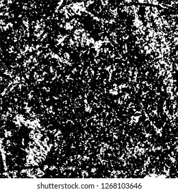 Grunge black and white abstract background. Vintage old surface in scratches, chips, cracks. Pattern for printing dirt, stains, scuffs. Texture monochrome dark