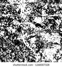 Grunge black and white abstract background. Vintage old surface in scratches, chips, cracks. Pattern for printing dirt, stains, scuffs. Texture monochrome dark