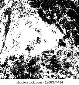 Grunge black and white abstract background. Vintage old surface in scratches, chips, cracks. Pattern for printing dirt, stains, scuffs. Texture monochrome dark