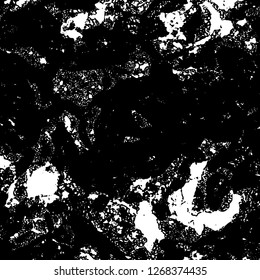 Grunge black and white abstract background. Vintage old surface in scratches, chips, cracks. Pattern for printing dirt, stains, scuffs. Texture monochrome dark