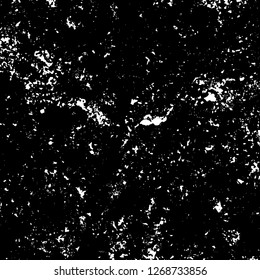 Grunge black and white abstract background. Vintage old surface in scratches, chips, cracks. Pattern for printing dirt, stains, scuffs. Texture monochrome dark