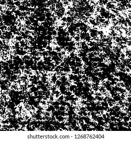 Grunge black and white abstract background. Vintage old surface in scratches, chips, cracks. Pattern for printing dirt, stains, scuffs. Texture monochrome dark