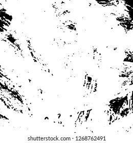 Grunge black and white abstract background. Vintage old surface in scratches, chips, cracks. Pattern for printing dirt, stains, scuffs. Texture monochrome dark