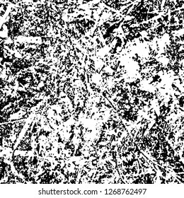 Grunge black and white abstract background. Vintage old surface in scratches, chips, cracks. Pattern for printing dirt, stains, scuffs. Texture monochrome dark
