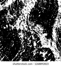 Grunge black and white abstract background. Vintage old surface in scratches, chips, cracks. Pattern for printing dirt, stains, scuffs. Texture monochrome dark