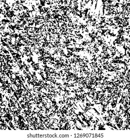 Grunge black and white abstract background. Vintage old surface in scratches, chips, cracks. Pattern for printing dirt, stains, scuffs. Texture monochrome dark