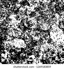 Grunge black and white abstract background. Vintage old surface in scratches, chips, cracks. Pattern for printing dirt, stains, scuffs. Texture monochrome dark