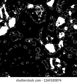 Grunge black and white abstract background. Vintage old surface in scratches, chips, cracks. Pattern for printing dirt, stains, scuffs. Texture monochrome dark