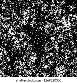 Grunge black and white abstract background. Vintage old surface in scratches, chips, cracks. Pattern for printing dirt, stains, scuffs. Texture monochrome dark