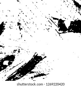 Grunge black and white abstract background. Vintage old surface in scratches, chips, cracks. Pattern for printing dirt, stains, scuffs. Texture monochrome dark