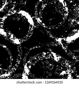 Grunge black and white abstract background. Vintage old surface in scratches, chips, cracks. Pattern for printing dirt, stains, scuffs. Texture monochrome dark