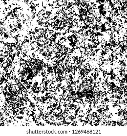Grunge black and white abstract background. Vintage old surface in scratches, chips, cracks. Pattern for printing dirt, stains, scuffs. Texture monochrome dark