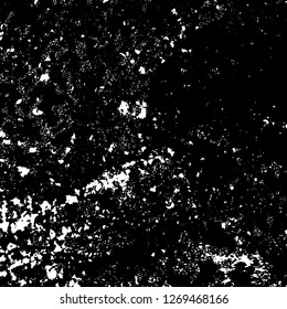 Grunge black and white abstract background. Vintage old surface in scratches, chips, cracks. Pattern for printing dirt, stains, scuffs. Texture monochrome dark