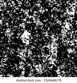Grunge black and white abstract background. Vintage old surface in scratches, chips, cracks. Pattern for printing dirt, stains, scuffs. Texture monochrome dark