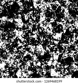 Grunge black and white abstract background. Vintage old surface in scratches, chips, cracks. Pattern for printing dirt, stains, scuffs. Texture monochrome dark
