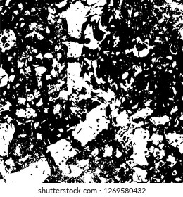 Grunge black and white abstract background. Vintage old surface in scratches, chips, cracks. Pattern for printing dirt, stains, scuffs. Texture monochrome dark