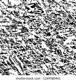 Grunge black and white abstract background. Vintage old surface in scratches, chips, cracks. Pattern for printing dirt, stains, scuffs. Texture monochrome dark