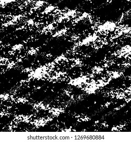 Grunge black and white abstract background. Vintage old surface in scratches, chips, cracks. Pattern for printing dirt, stains, scuffs. Texture monochrome dark