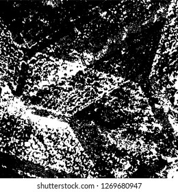 Grunge black and white abstract background. Vintage old surface in scratches, chips, cracks. Pattern for printing dirt, stains, scuffs. Texture monochrome dark