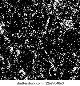 Grunge black and white abstract background. Vintage old surface in scratches, chips, cracks. Pattern for printing dirt, stains, scuffs. Texture monochrome dark