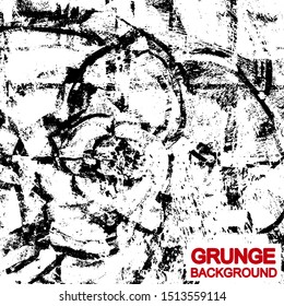 Grunge is black and white. Abstract dark background of the old surface. Vector pattern of cracks. Worn wall texture