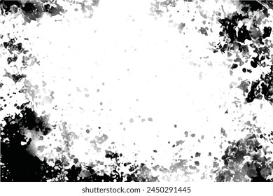 Grunge black and white abstract dirty textured background. Scratch lines over background. Noise and grain. Scratch texture. Grunge frame. Splashes of paint. Distress urban illustration. Grunge texture