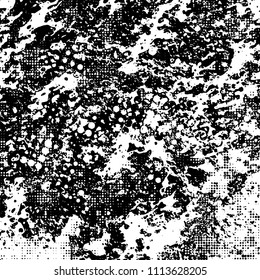 Grunge is black and white. Abstract halftone monochrome