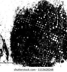 Grunge is black and white. Abstract halftone monochrome