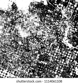 Grunge is black and white. Abstract halftone monochrome