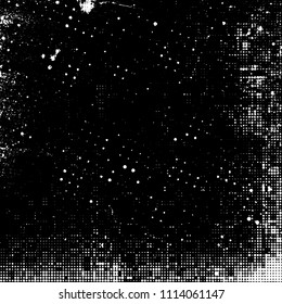 Grunge is black and white. Abstract halftone monochrome