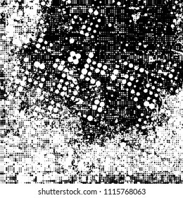 Grunge is black and white. Abstract halftone monochrome