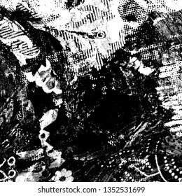 Grunge is black and white. Abstract monochrome texture