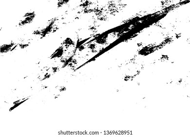 Grunge is black and white. Abstract monochrome gloomy background. Urban vector pattern of old surface. Texture of scratches, cracks, chips. Vintage worn back
