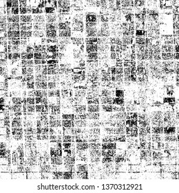 Grunge is black and white. Abstract monochrome gloomy background. Urban vector pattern of old surface. Texture of scratches, cracks, chips. Vintage worn back
