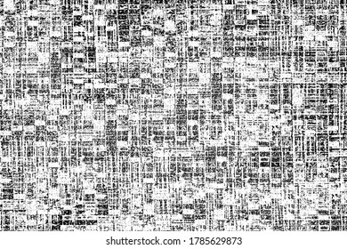Grunge black and white. Abstract monochrome background. Vector pattern of scratches, chips, scuffs. Vintage worn surface. Old wall texture