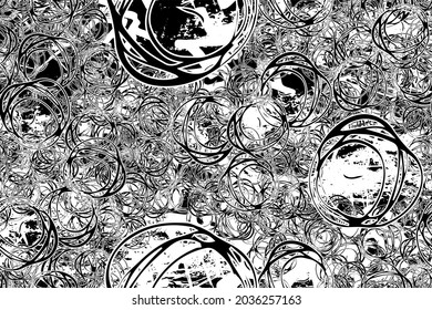 Grunge is black and white. Abstract monochrome chaotic background. Surrealism is a terrible backdrop