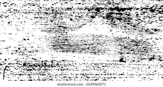 Grunge black and white. Abstract monochrome background. Vector pattern of scratches, chips, scuffs. Vintage worn surface. Old wall texture