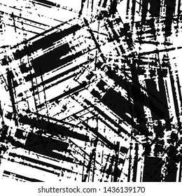 Grunge is black and white. Abstract seamless vector texture. Old worn surface in scratches