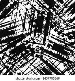 Grunge is black and white. Abstract seamless vector texture. Old worn surface in scratches