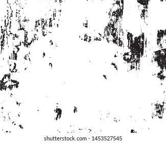 Grunge is black and white. Abstract vector texture of old surface. Background of cracks, scuffs, chips, stains, ink spots, lines